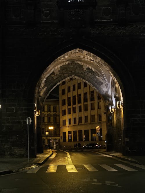 A Street in a City at Night