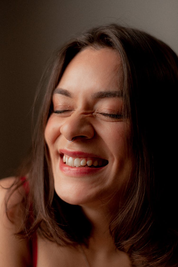 Laughing Brunette Woman