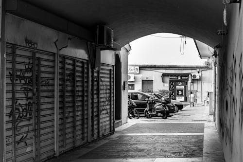 Alley with old barbershop