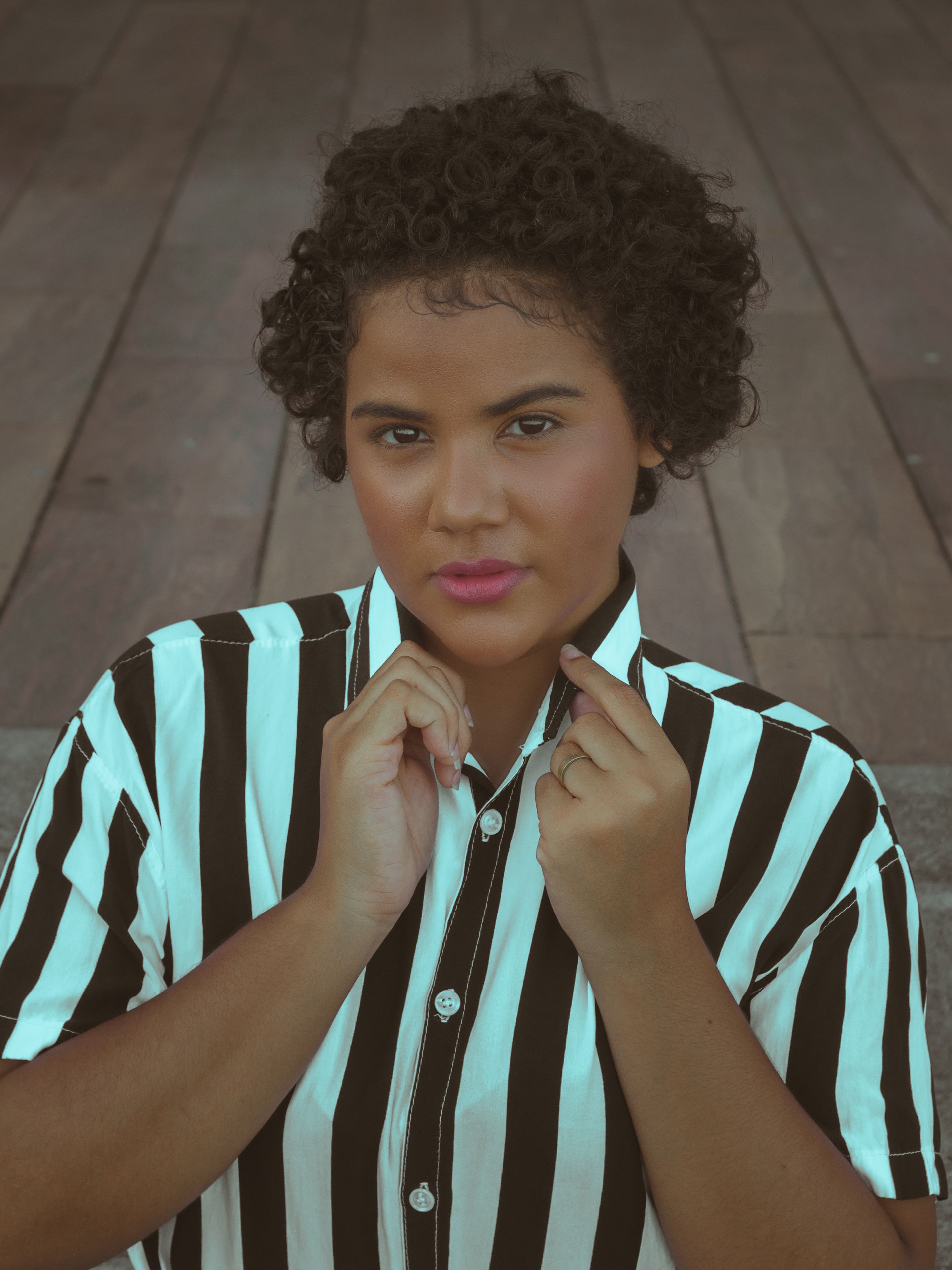 Woman in a Striped Blouse · Free Stock Photo