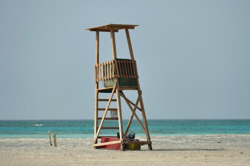 Wooden Lifeguard Tower on the Shore