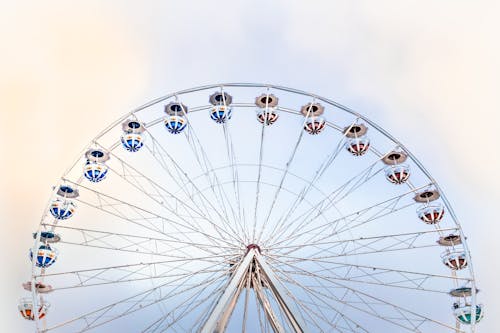 View of a Ferris Wheel against a Cloudy Sky 