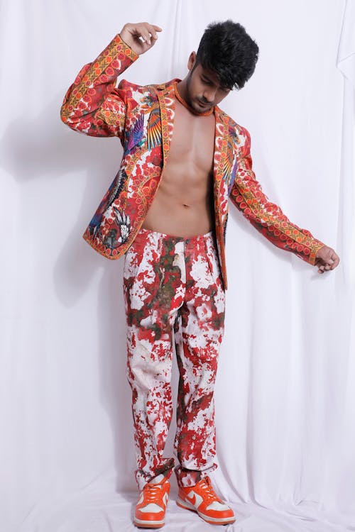 Man Wearing Colorful Suit