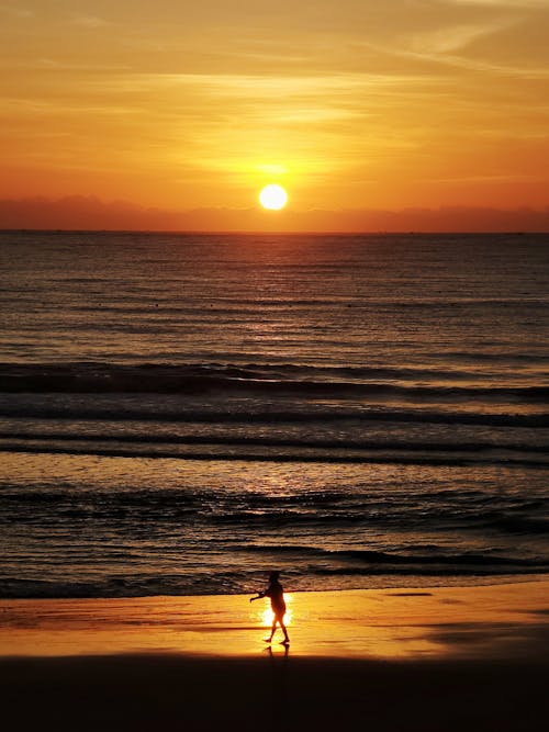 Person on Beach at Sunset