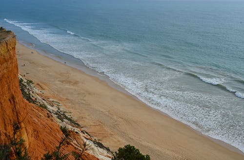High Angle View of an Empty Beach and Sea 