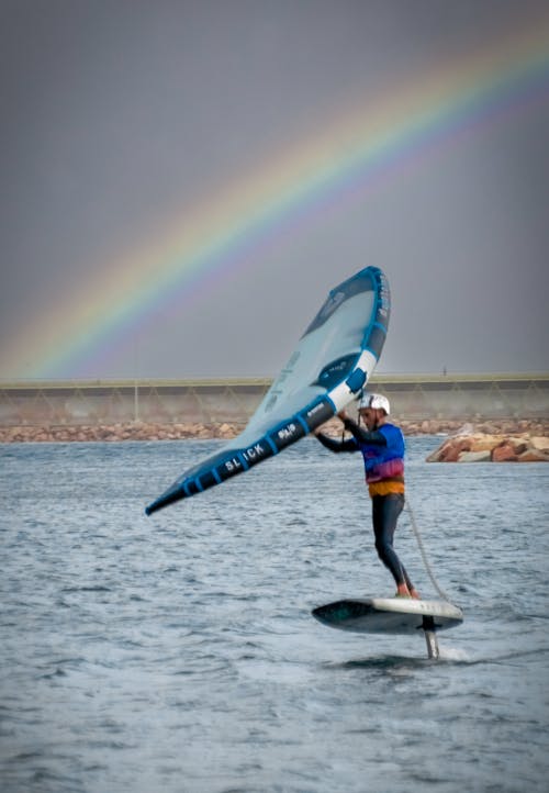 Free stock photo of arco iris, power kite, water sport