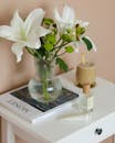 White Lilies in Glass Vase