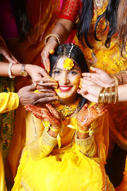 Woman in a Traditional Clothing Smiling during a Traditional Ritual ...