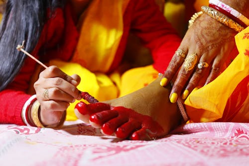 Close up of Woman Painting Foot