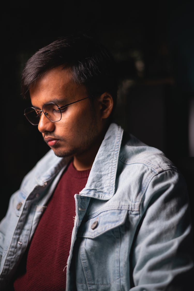 Portrait Of A Serious Man Wearing Eyeglasses