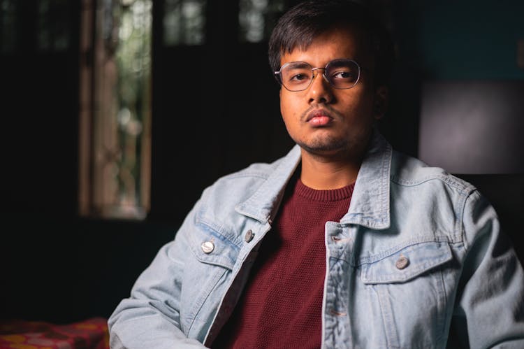 Portrait Of A Serious Man Wearing Eyeglasses