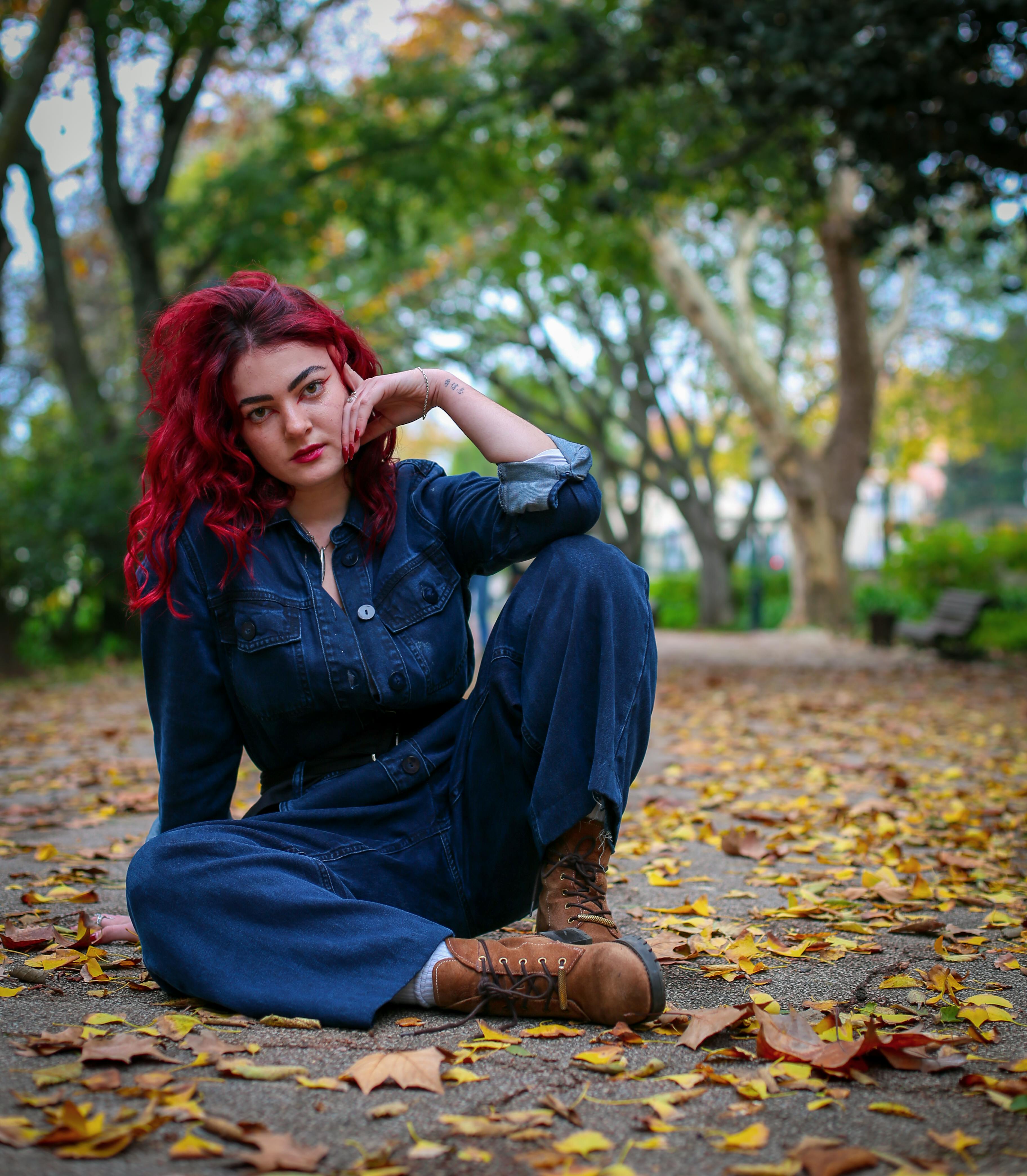 Free: Woman Wearing Red T-Shirt and Blue Denim Jacket - nohat.cc