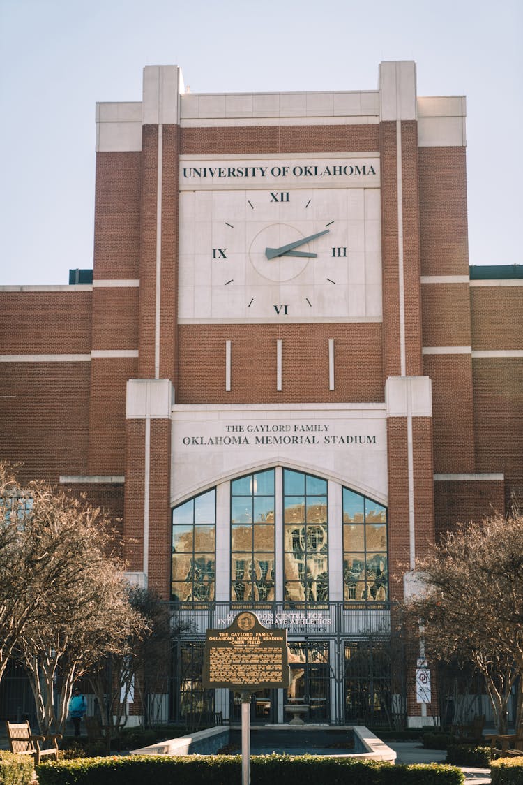 Clock In A Stadium In Oklahoma 