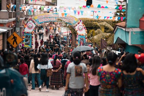 Free Colorful celebration at a street festival in Nebaj, showcasing local culture. Stock Photo