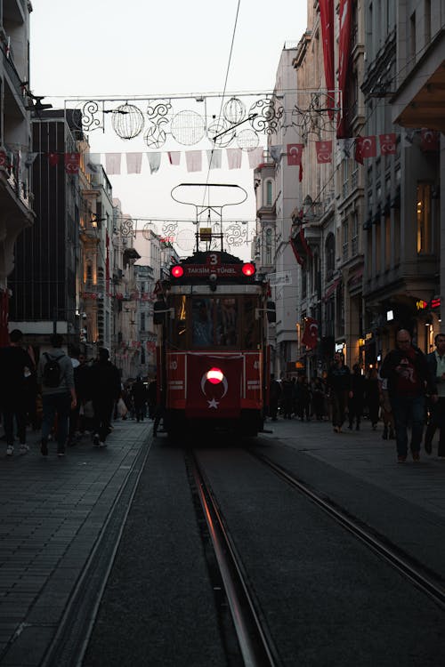 Vintage Tram on Cicek Pasaji in Istanbul