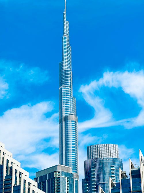 Free Burj Khalifa over Buildings in Abu Dhabi Stock Photo