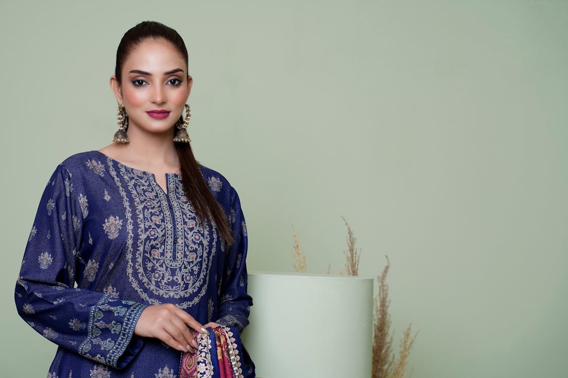 Portrait of Woman Standing in Traditional Clothing