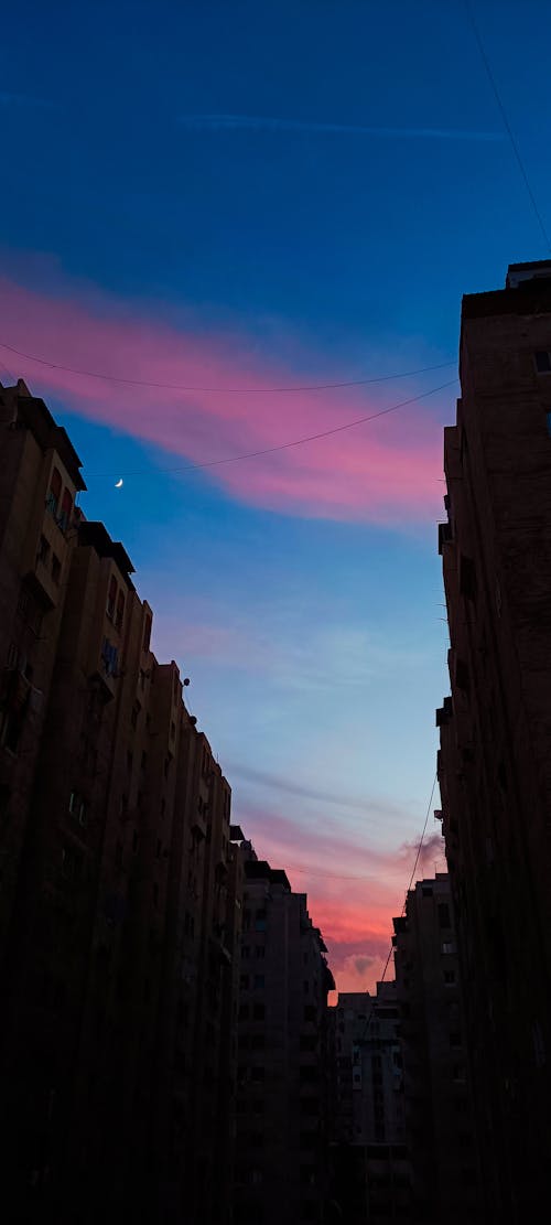 CRESCENT MOON AND SUNSET 