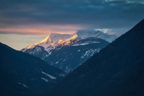 Snowcapped Mountains at Dusk 