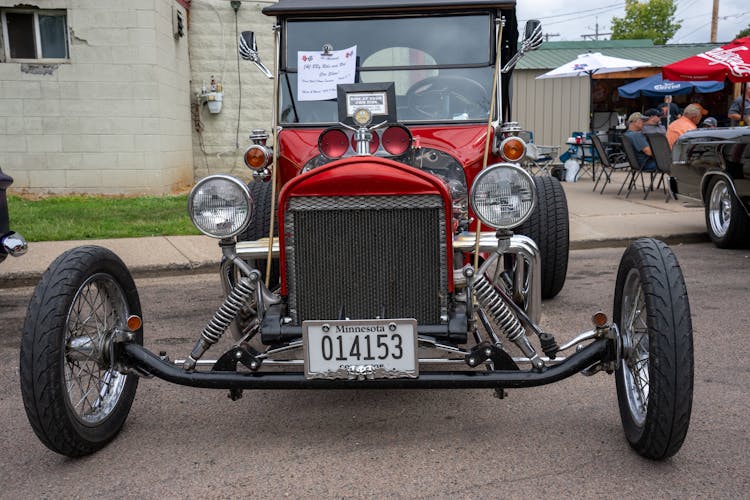 Vintage Red Car On A Street