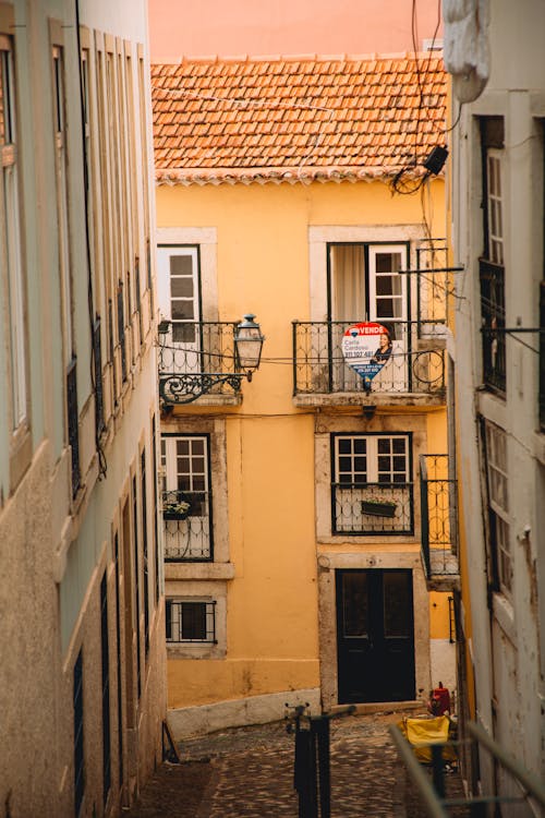 Traditional Houses on Narrow Street in Old City