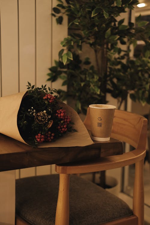 Mistletoe Bouquet on a Cafe Table