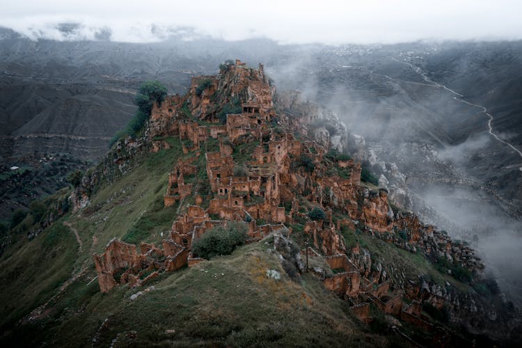 Aerial View Of An Abandoned Village Of Gamsutl, Dagestan, Russia