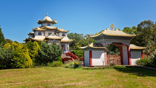 Traditional Asian Temple in Garden