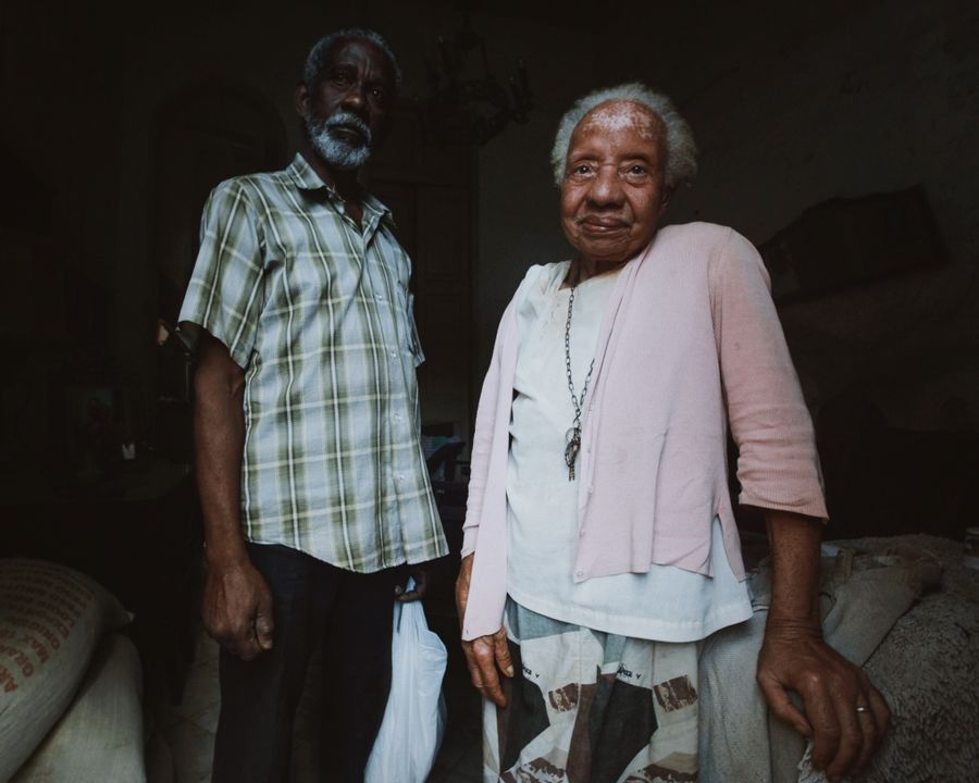 Warm portrait of a senior couple at home