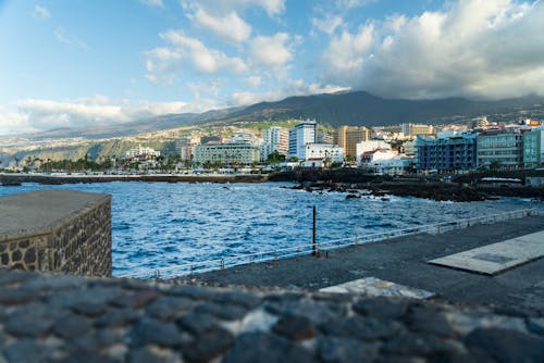 Blue Sea near Coastal Town 