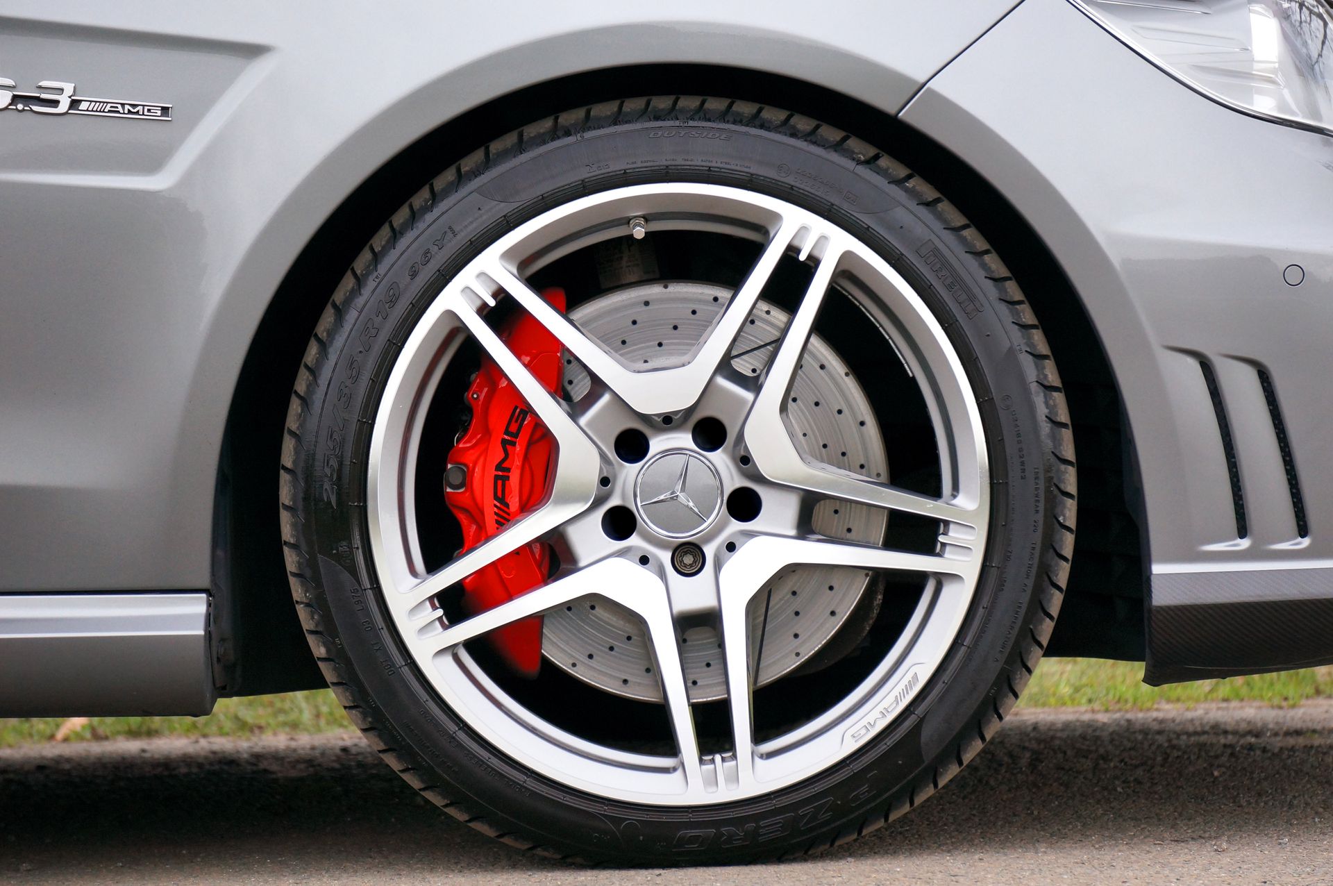 Detailed close-up of a Mercedes-Benz AMG wheel showcasing the design and luxury automotive craftsmanship.