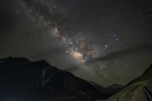 Captivating view of the Milky Way over the mountains in Kaza, India. A perfect night sky scene.