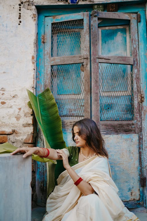 Woman Wearing Traditional Sari