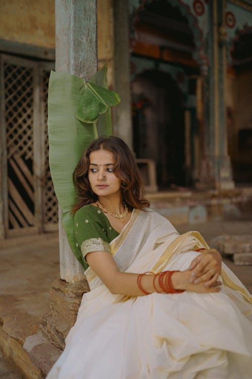 Woman Wearing Traditional Sari 