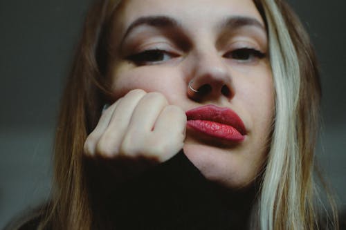 Portrait of Blonde Woman with Makeup 