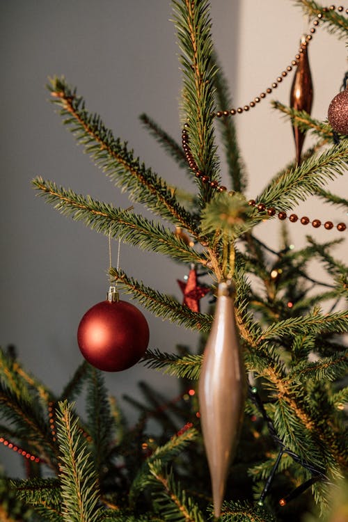 Christmas tree with ornaments and red balls