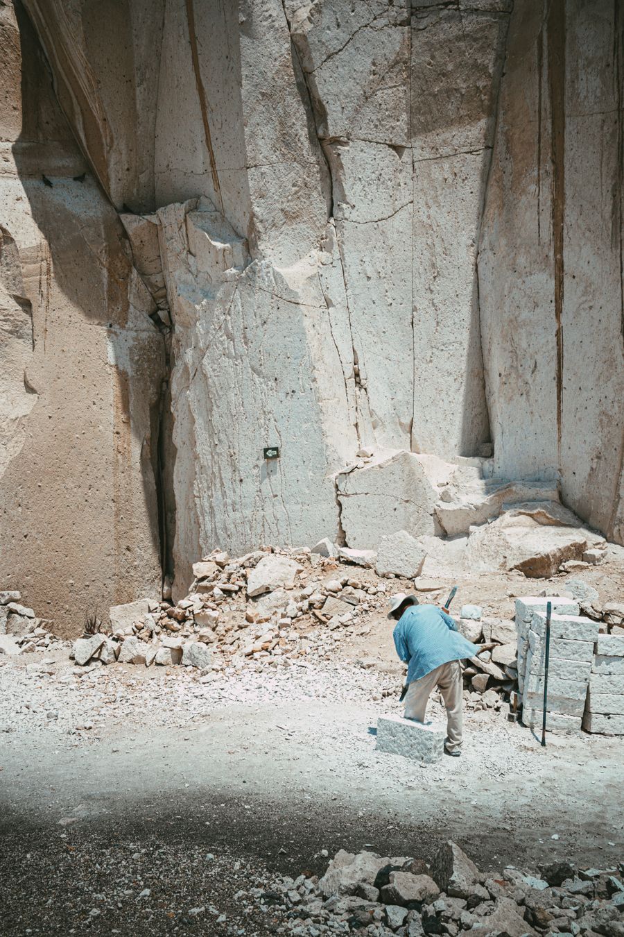 Worker at a stone quarry