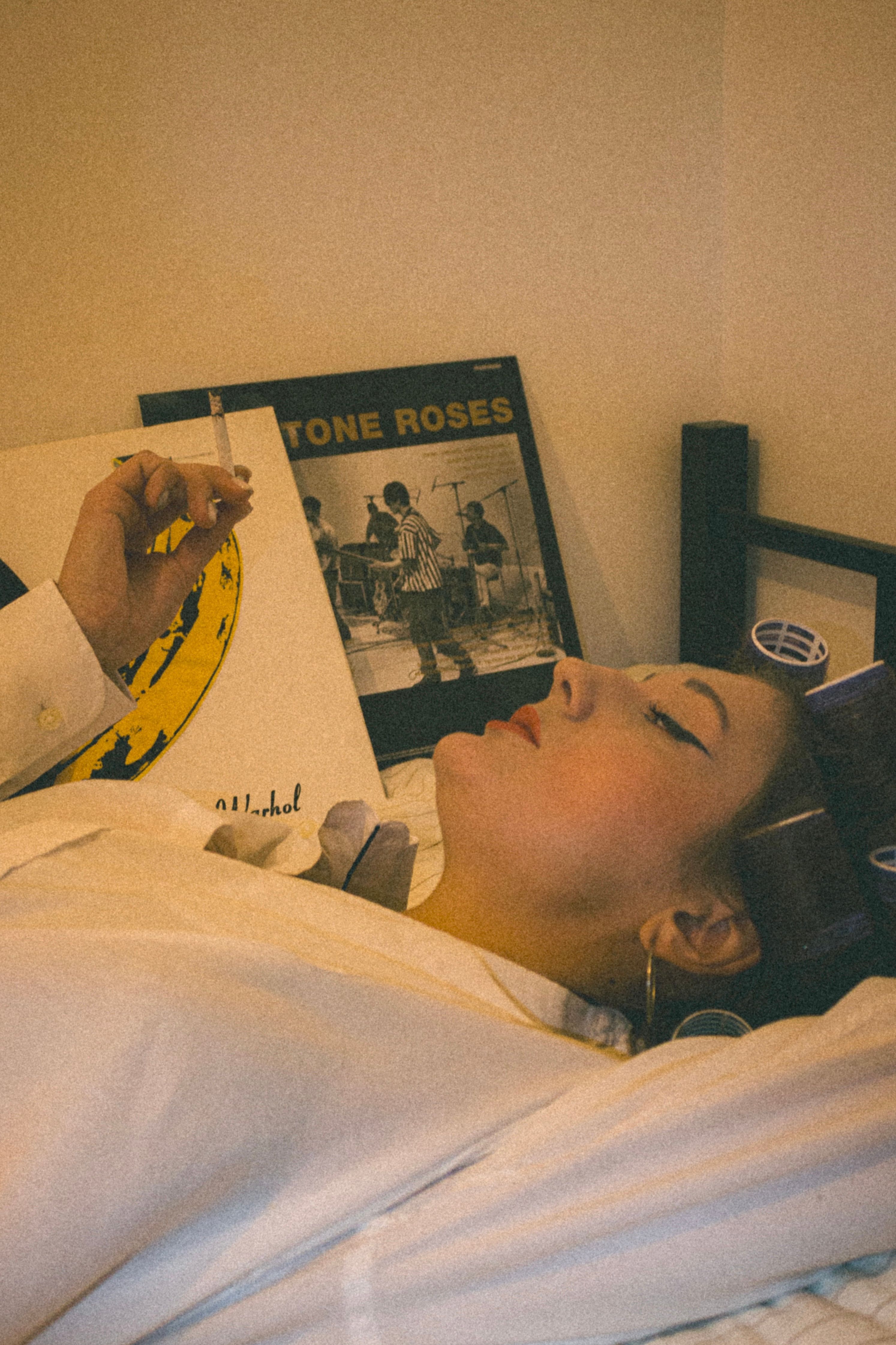 smoking a cigarette before bed Woman in White Shirt Smoking Cigarette in Bed · Free Stock Photo