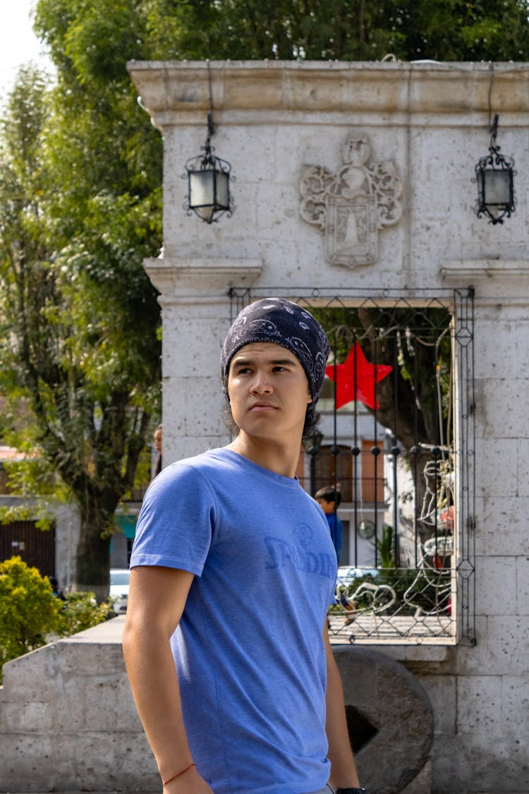 Portrait Of Man In Buff And T-shirt