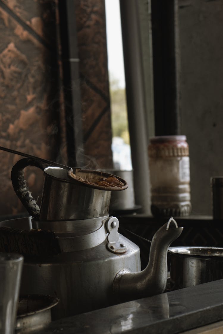 Old Tea Pot In Kitchen