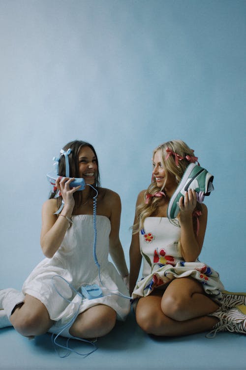 Happy Women Posing in Studio