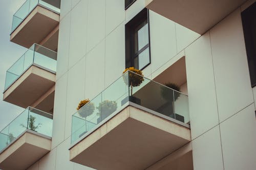 Facade of a Residential Building with Balconies 