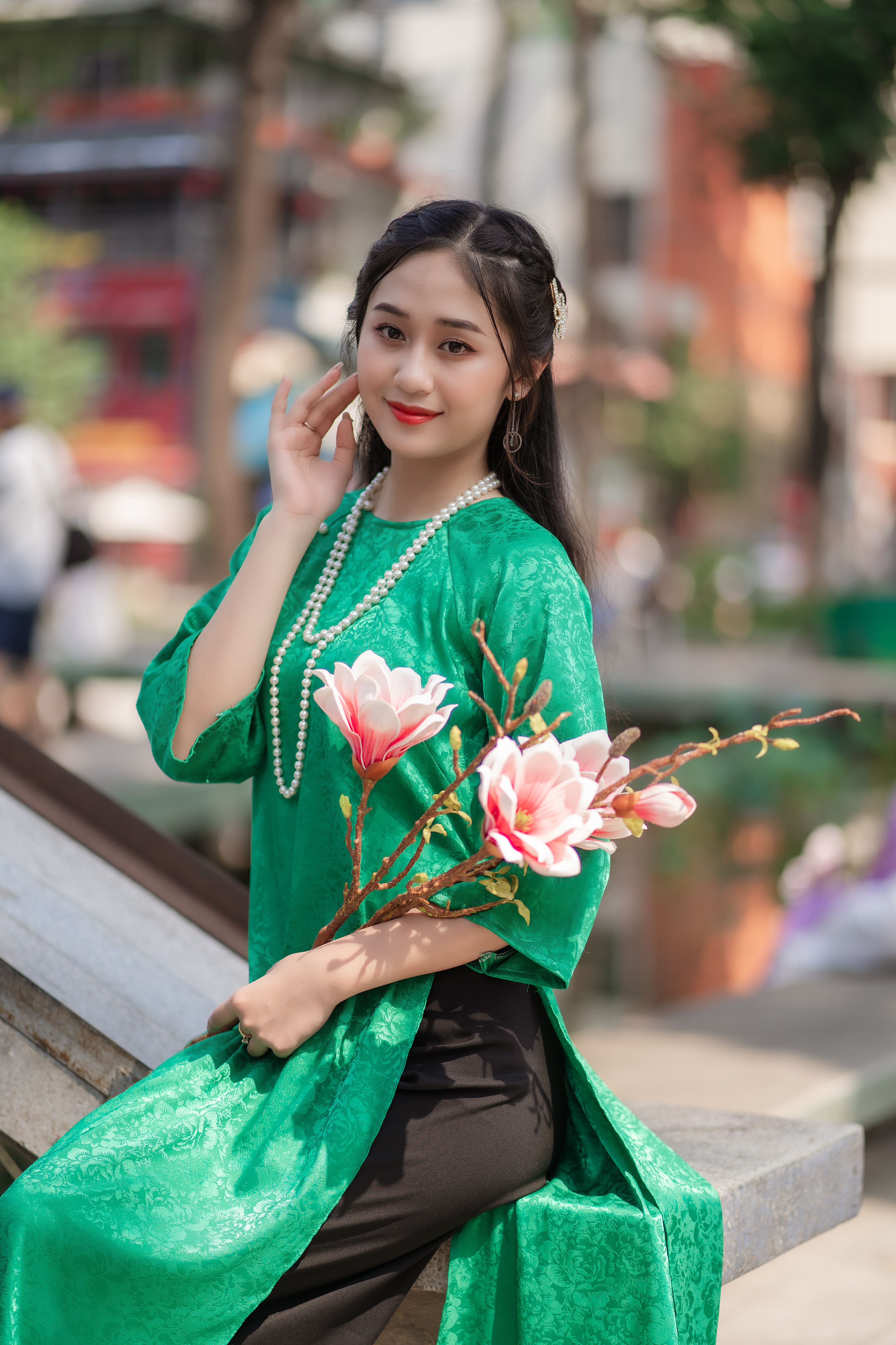 A Woman in a Traditional Asian Dress  Free Stock Photo