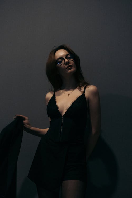 Model in Black Mini Dress