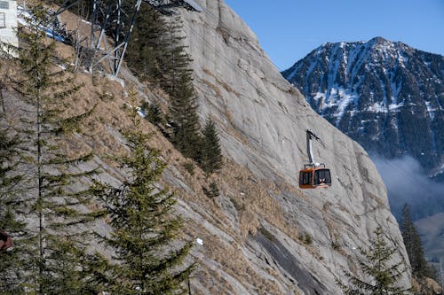Cable Car by Mountains Rocks