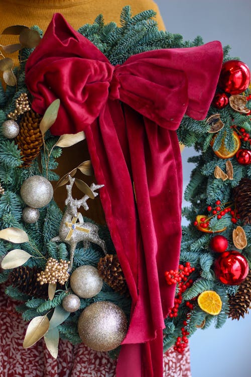 Foto stok gratis dekorasi, hari Natal, karangan bunga natal