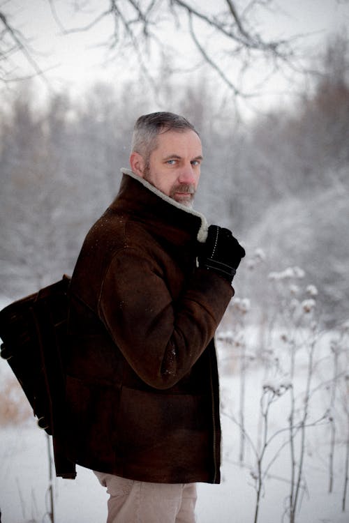 Man in a Forest in Winter 