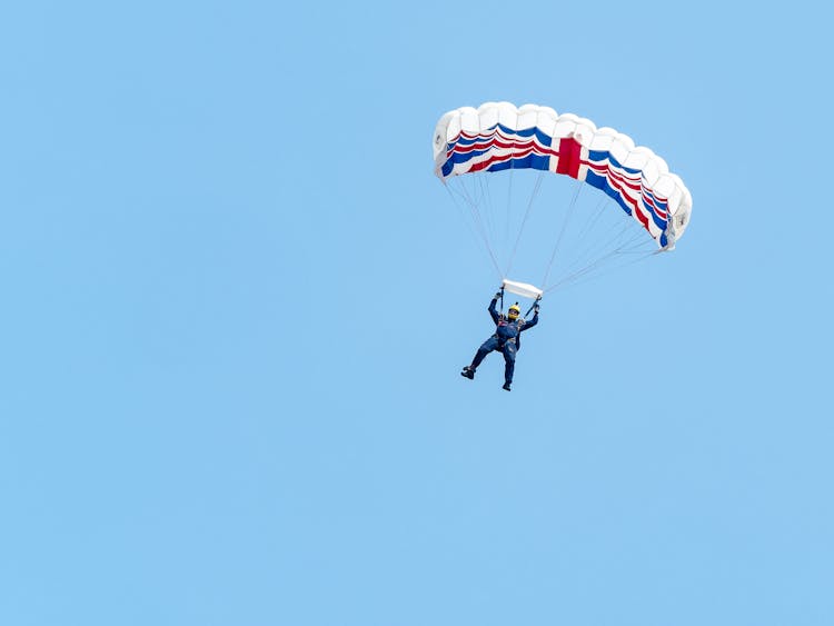 Man Parachuting With Flag Of UK