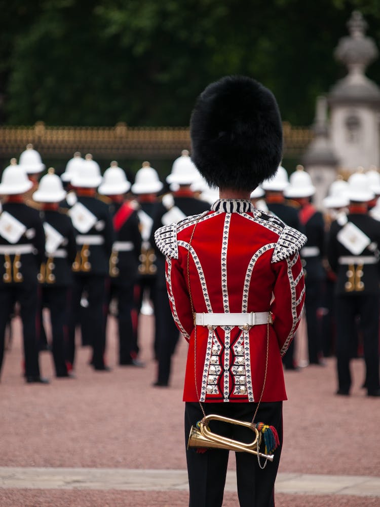 Changing Of The Guard Ceremony At Buckingham Palace With The Royal Marines Band