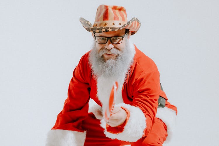 Smiling Man In Santa Claus Costume